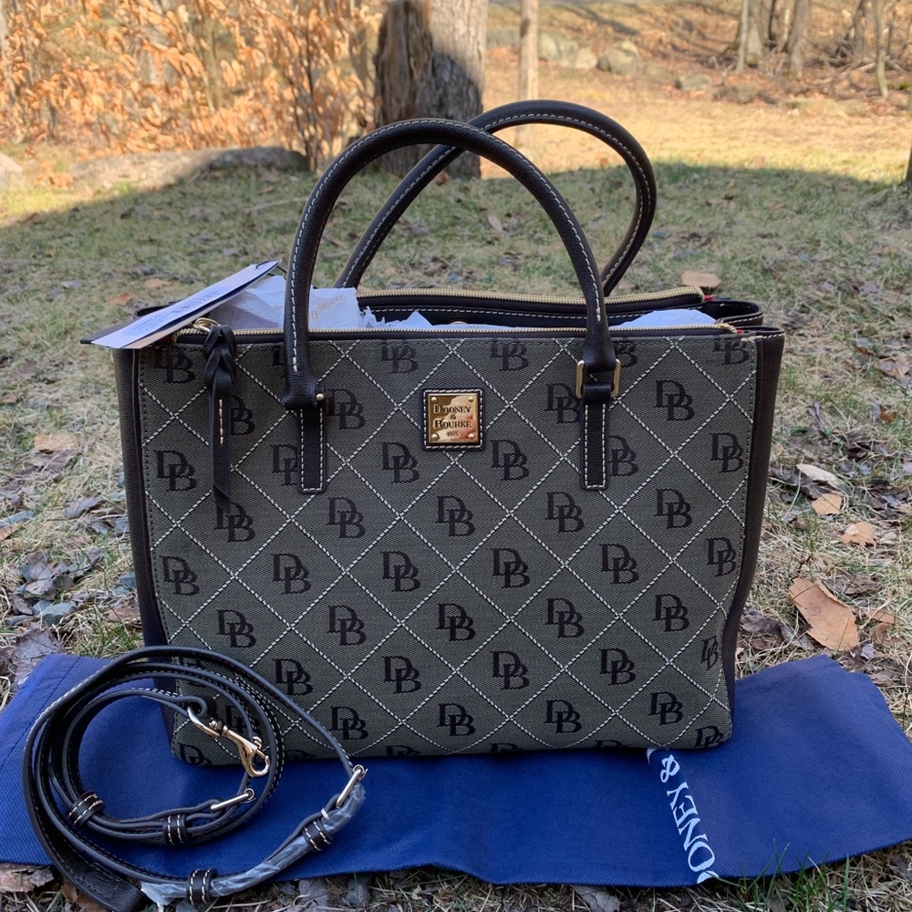 Authentic DOONEY & BOURKE Leather canvas ZIP SAtchel/Crosby - Picture 2 of 16